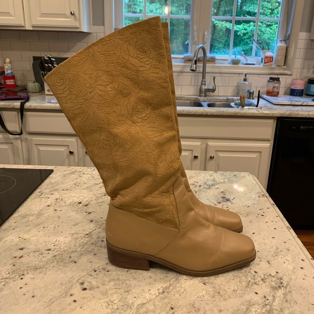 Markon Tan Tooled Leather Boots sz 10